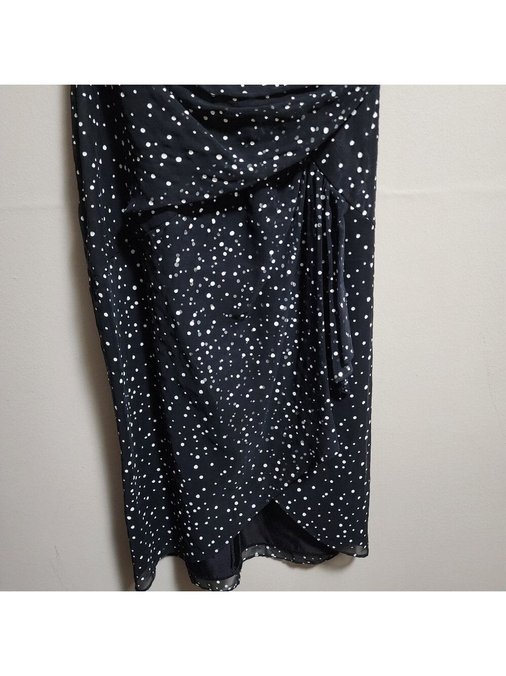 Vintage New Leaf Vneck polka dots draped midi dress size 6 - Picture 4 of 8